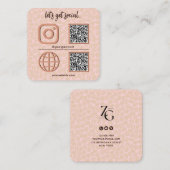 Kaffeemuster Social Media-Sign mit QR-Code Niedlic Quadratische Visitenkarte (Vorne/Hinten)