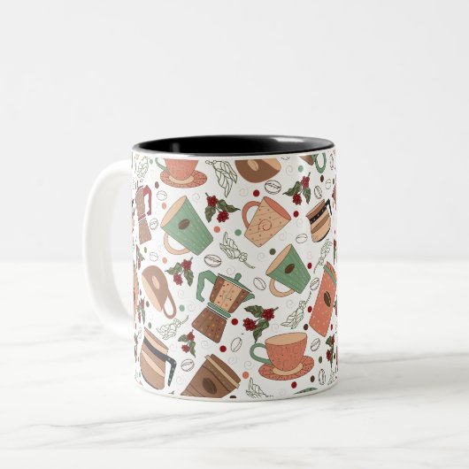 Kaffeemuster Zweifarbige Tasse (Vorderseite Links)