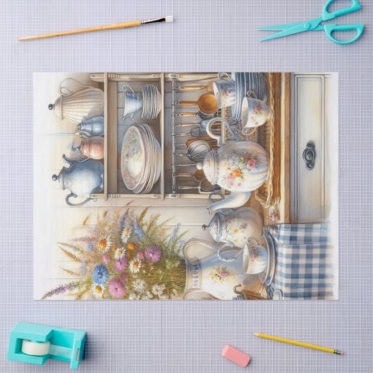 Kaffeepapier und Wildblumen Seidenpapier (Basteln)