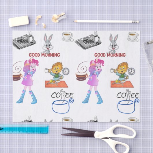 Kaffeepapierfrühstück aus dekorativem Gewebe Seidenpapier (Handwerk)