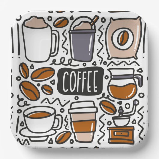 Kaffeepapierplatten, Café Latte Espresso Party Pappteller (Vorderseite)