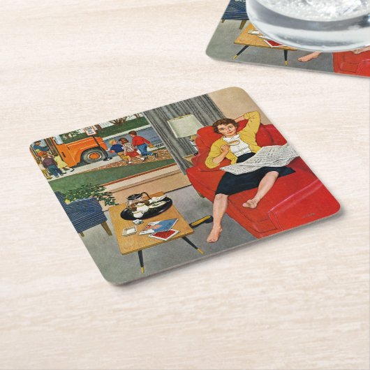 Kaffeepause am Morgen Rechteckiger Pappuntersetzer (angewinkelt)