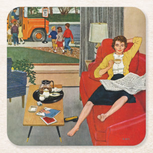 Kaffeepause am Morgen Rechteckiger Pappuntersetzer