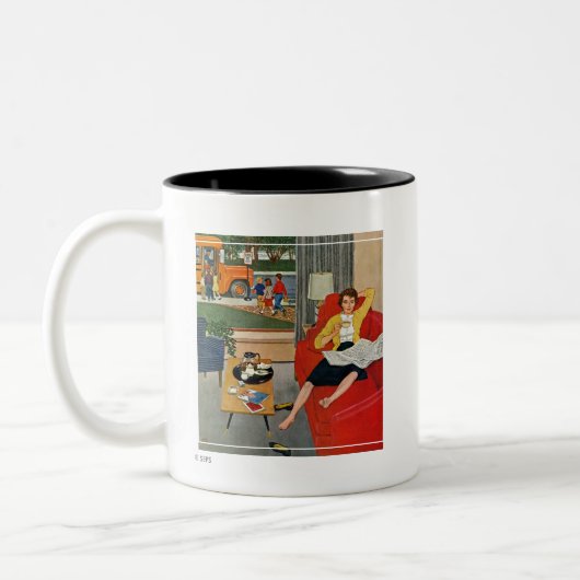 Kaffeepause am Morgen Zweifarbige Tasse (Links)