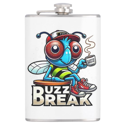 Kaffeepause Buzz Flachmann (Vorderseite)