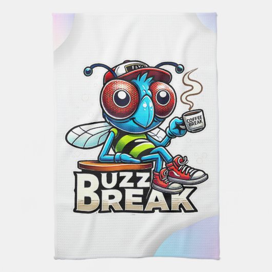 Kaffeepause Buzz Geschirrtuch (Vertikal)