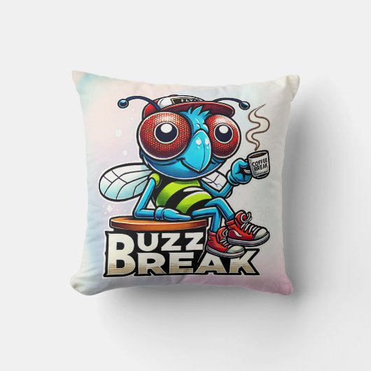 Kaffeepause Buzz Kissen (Vorderseite)