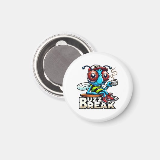 Kaffeepause Buzz Magnet (Vorderseite/Rückseite)