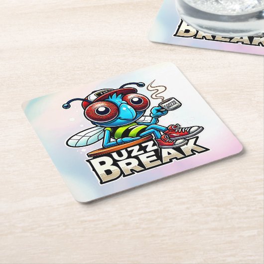 Kaffeepause Buzz Rechteckiger Pappuntersetzer (angewinkelt)