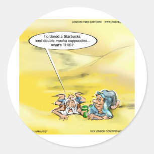 Kaffeepause der Londoner Times-Cartoon Runder Aufkleber