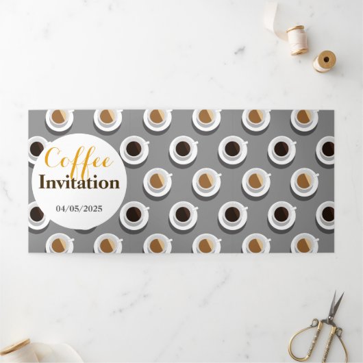 Kaffeepause Dreifach Gefaltete Einladung (Außenbereich)