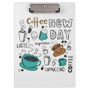 Kaffeepause für den neuen Tag Klemmbrett