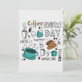 Kaffeepause für den neuen Tag Save The Date (Stehend Vorderseite)