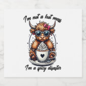 Kaffeepause Highland Cow Png, Kaffee Cow Png Schaumweinetikett (Einzelnes Label)