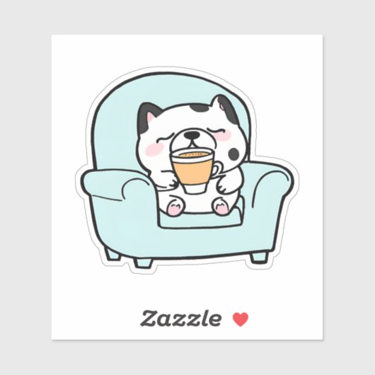 Kaffeepause Hund wasserdicht Aufkleber (Blatt)