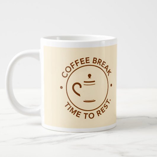 Kaffeepause-Logo auf Beige Hintergrund Jumbo-Tasse (Links)