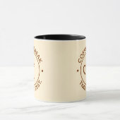 Kaffeepause-Logo auf Beige Hintergrund Tasse (Zentrum)