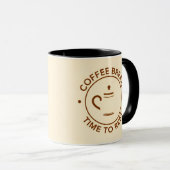 Kaffeepause-Logo auf Beige Hintergrund Tasse (VorderseiteRechts)