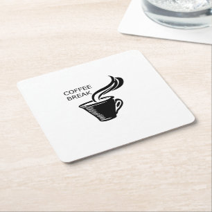 Kaffeepause Rechteckiger Pappuntersetzer