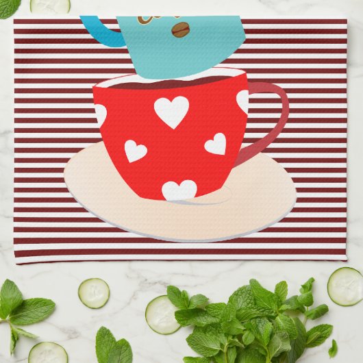 Kaffeepause-Streifen Handtuch (Gefaltet)