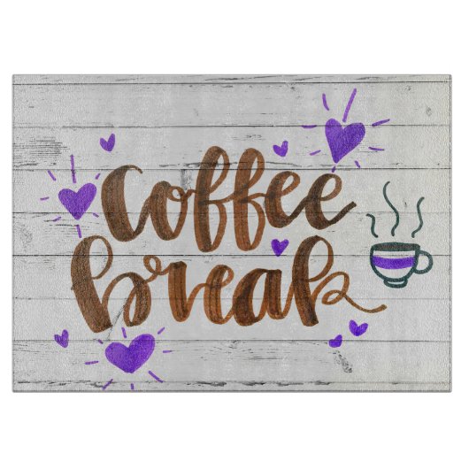 Kaffeepause Typografie Schneidebrett (Vorderseite)