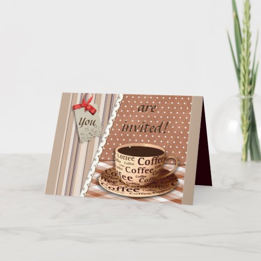 KAFFEEPAUSE, VINTAGE BRUCH-ZEIT-KAFFEETASSE EINLADUNG (Vorderseite)