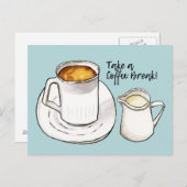 Kaffeepause Wasserfarbe und Tinte Illustration Postkarte (Vorne/Hinten)