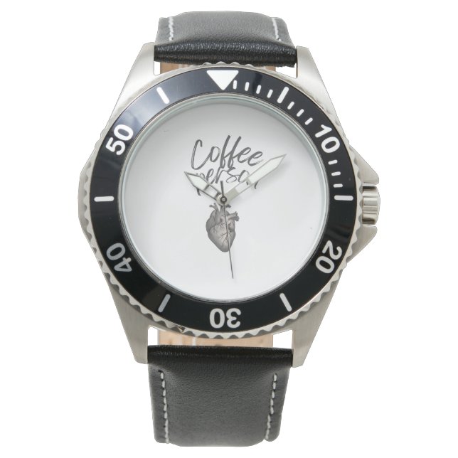 Kaffeeperson Anatomisches Herz Minimal Armbanduhr (Vorderseite)