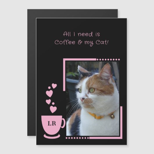 Kaffeepferde Foto schwarz rosa Magnetkarte Magneteinladung (Vorne/Hinten)