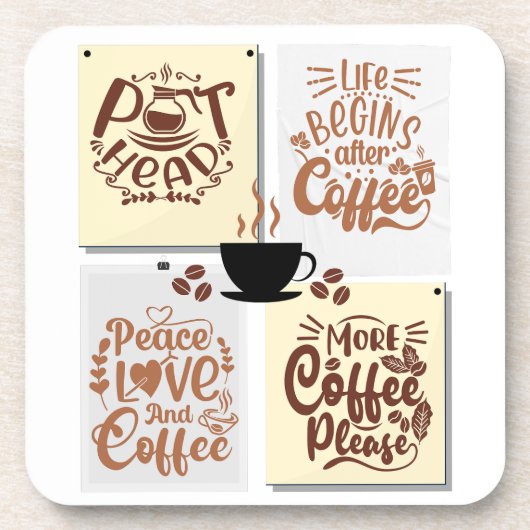 Kaffeeplakate Getränkeuntersetzer (Vorderseite)