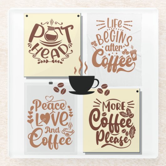 Kaffeeplakate Glasuntersetzer (Vorderseite)