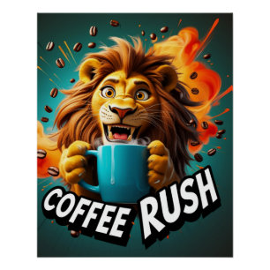 Kaffeerausch Löwe Poster