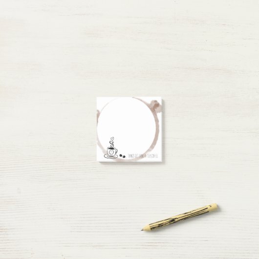 Kaffeeringfleck Post-it Klebezettel (Auf Schreibtisch)