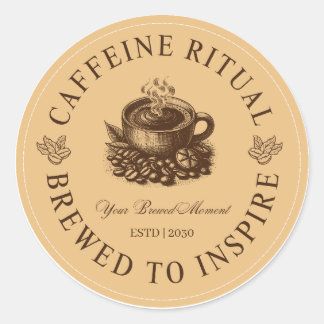 Kaffeerituale-Kaffeetassen-Aufkleber Gebraut um zu Runder Aufkleber