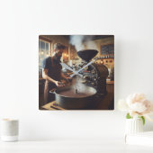 Kaffeeröster Quadratische Wanduhr (Zuhause)