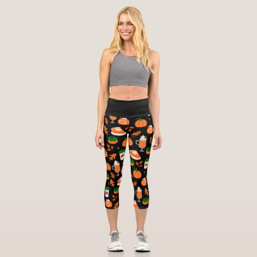 Kaffeesaison mit Kürbisgewürzen Capri Leggings (Vorderseite)