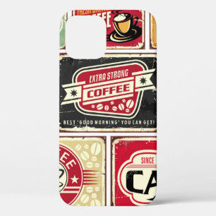 Kaffeeschilder und -etiketten Sammlung. Retro und Case-Mate iPhone Hülle