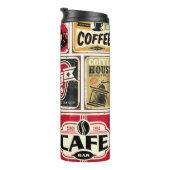 Kaffeeschilder und Etikettenkollektion. Retro und Thermosbecher (Nach rechts gedreht)
