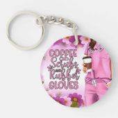 Kaffeeschirbe und Gummihandschuhe Akryllischer Sch Schlüsselanhänger (Vorderseite)