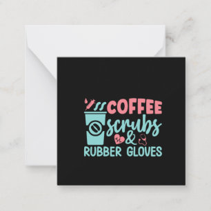 Kaffeeschirbe und Gummihandschuhe Mitteilungskarte