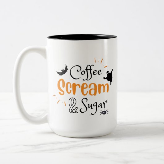 Kaffeeschrei und ZuckerHalloween Zweifarbige Tasse (Links)