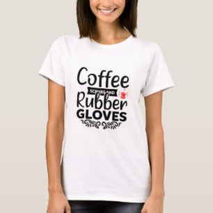 Kaffeeschube Gummihandschuhe T-Shirt