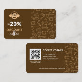 Kaffeeservice Discount Card mit Logo und QR Code Visitenkarte (Vorne/Hinten)