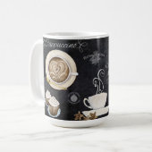 Kaffeeshop-Halbpension Typografie Cappuccino Herz Kaffeetasse (Vorderseite Links)