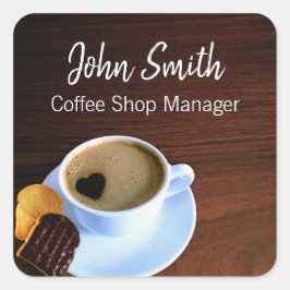 Kaffeeshop Kaffee Cup Herz geformt Foam Cookie Quadratischer Aufkleber