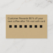 Kaffeeshop-Kundenkarten Visitenkarte (Rückseite)