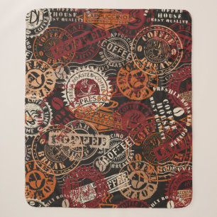 Kaffeeshop-Stempel und Grunge-Abzeichen Sammlung Sherpadecke
