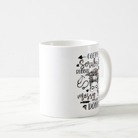 Kaffeeskruben Gummischuhe Messy Bun Erste Schritte Kaffeetasse (VorderseiteRechts)