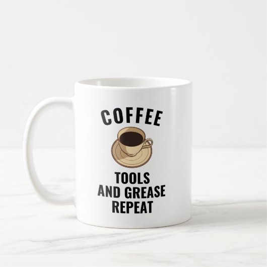 Kaffeesoftware Fett wiederholen | Funny Car Mechan Kaffeetasse (Links)