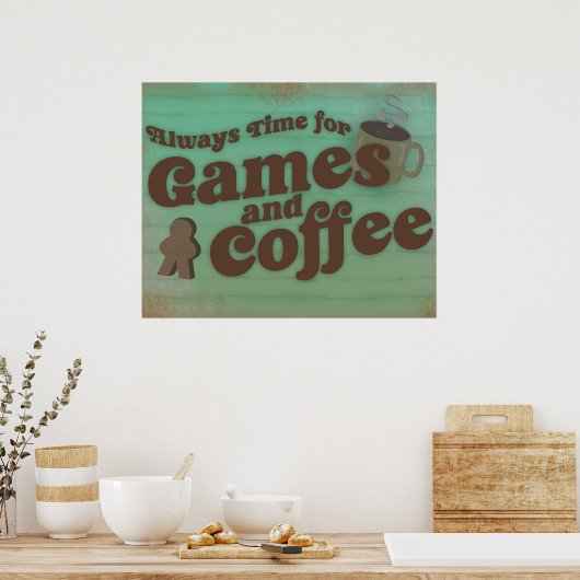 Kaffeespiele Spaß Time Retro Art Poster (Küche)